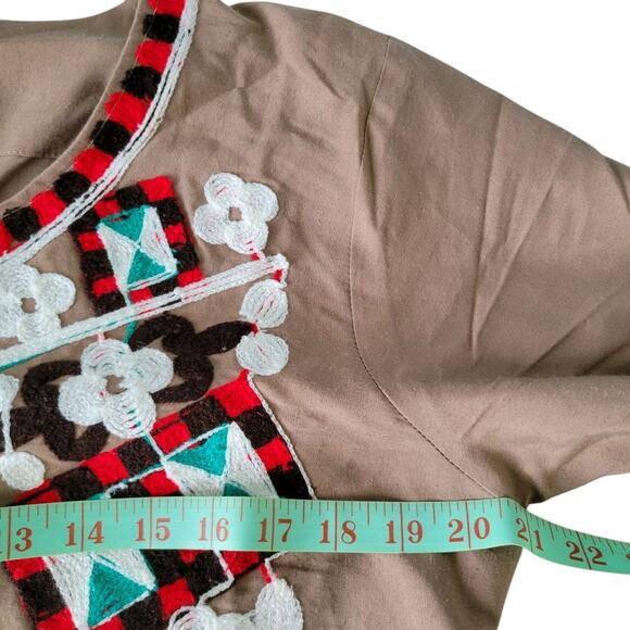 Vintage 70s Afghan Embroidery Hippie Maxi dress Tunic Bohemian Style LG - Picture 4 of 13